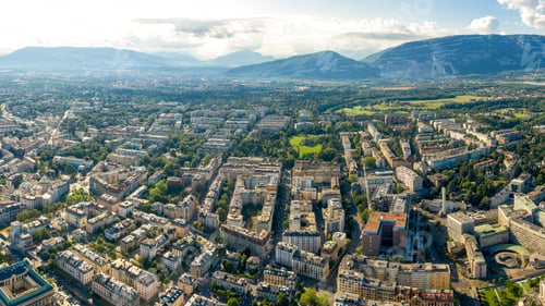 Preview: Geneva, Switzerland. Geneva From The Air. Aerial View Of The City