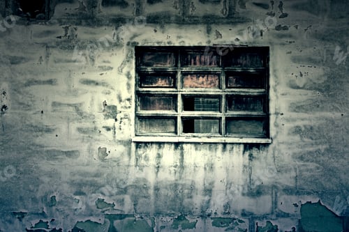 Preview: House With Broken Window And Old Facade, Abandonment And Construction