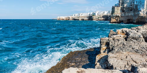 Preview: Rough Sea On The Coast Of Puglia. Enchantment Of Polignano A Mare. Italy