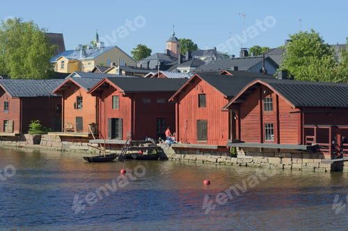 Preview: Summer Evening On The River Porvoonjoki. The Old Town Of Porvoo, Finland