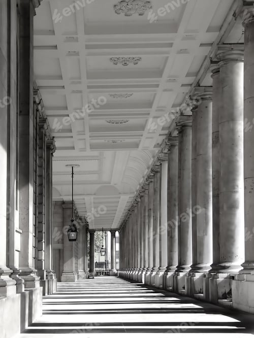 Preview: Series Of Ancient Columns Black And White