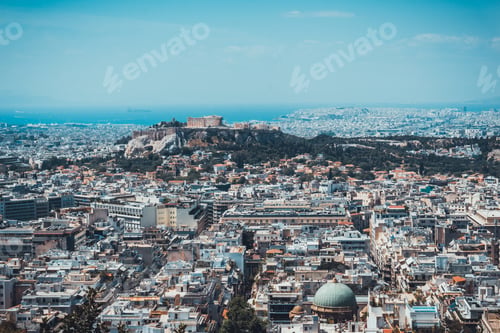 Preview: Overview Over The Rooftops Of Athens, Greece With The Ancient Historic Landmark Of The Acropolis On