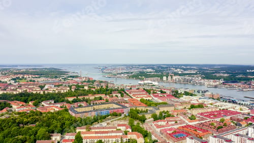 Preview: Gothenburg, Sweden. Alvsborg Bridge. (Elvsborgsbrunn) Panorama Of The City Central Part Of The
