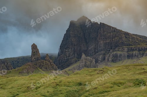 Preview: Scenery Of The Mountains Of Green Scotland In England With Rocks And Lakes On The Fjords