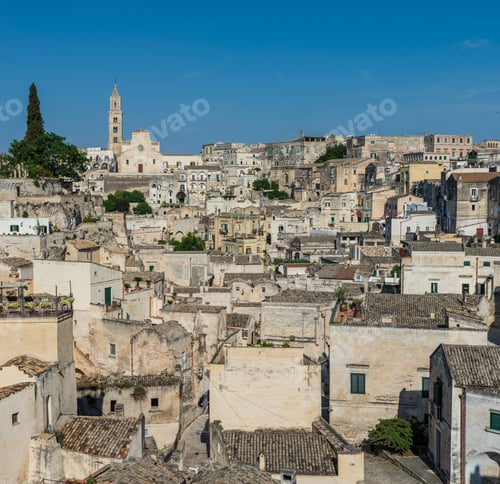 Preview: Sassi Of Matera. Sasso Caveoso At Sunset. Magic Of Cave Houses. Unesco World Heritage Site.