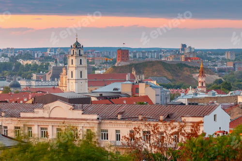 Preview: Scenic View Of The City On The Sunset. Vilnius. Lithuania.