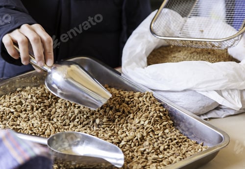 Preview: Bulk Bottled Almonds In Candy Shop, People Working