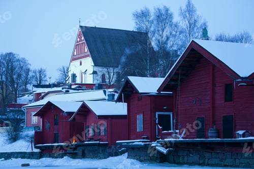 Preview: February Twilight In The Old Porvoo. Finland