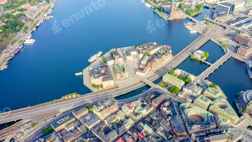 Preview: Stockholm, Sweden. Royal Palace, Kungliga Slottet. Old Town - Gamla Stan. Riddarholmen. Aerial