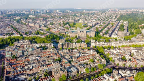 Preview: Amsterdam, Netherlands. Museum. The Building Of The Xix Century. Flying Over The Rooftops Of The