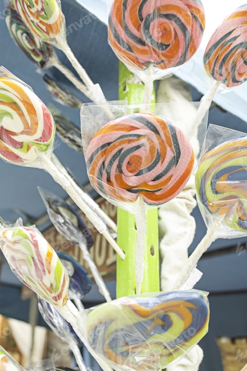 Preview: Colorful Candy Lollipops On Feed Market, Sweets