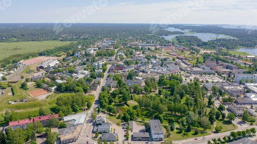 Preview: Hamina, Finland. General View Of The City Center From The Air In Clear Weather, From Drone