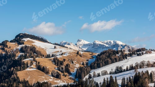 Preview: Dream Atmosphere And Views. Winter On The Alpe Di Siusi, Dolomites. Italy