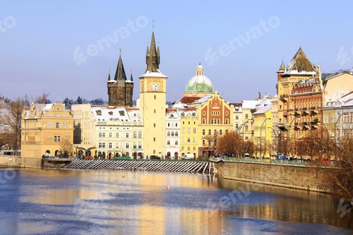 Preview: The Romantic View On The Snowy Prague Old Town