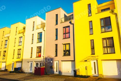 Preview: Beautiful And Colorful Townhouses In A Street Without Any Logos