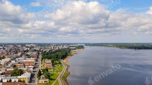 Preview: Rybinsk, Russia. The Building Of The Former Grain Exchange And The Volga River Embankment, Aerial