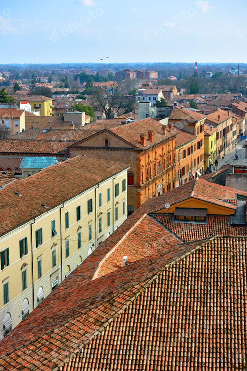 Preview: Panorama Of The Historic Center Seen From The Este Castle Ferrara Italy