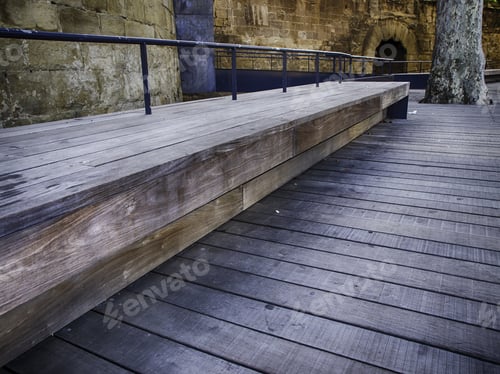 Preview: Bridge With Wooden Boards And Chains, Construction And Architecture
