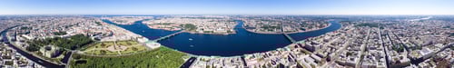Preview: Saint-Petersburg, Russia. Large Panorama Of The Central Part Of The City. Neva River