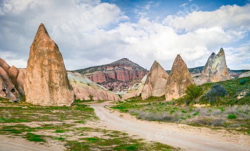 Preview: Fantastic Spring Scene Of Cappadocia. Picturesque Morning View Of Of Red Rose Valley In April