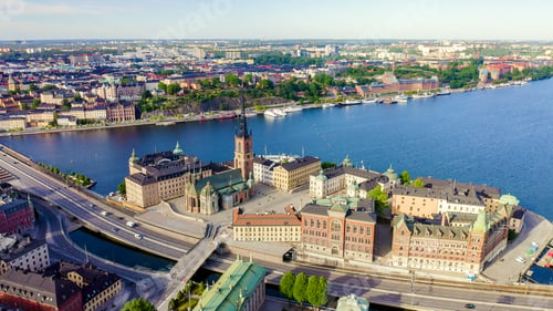 Preview: Stockholm, Sweden. Old Town - Gamla Stan. Riddarholmen. Aerial View, From Drone
