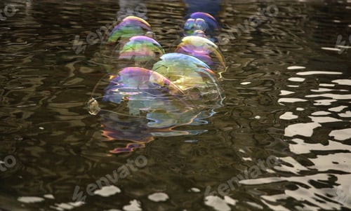 Preview: Soap Bubbles Colored In Water, Children And Fun