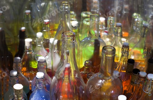 Preview: Many Different Colored Glass Bottles