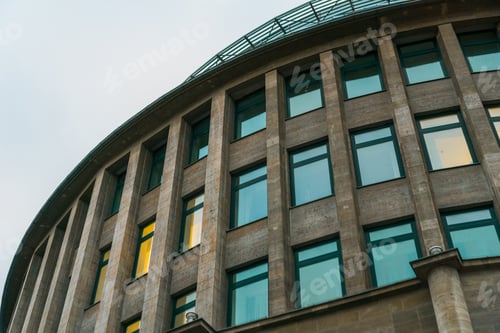 Preview: Curved Office Building With Blue Windows
