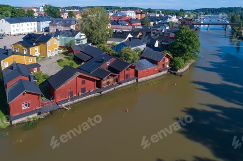 Preview: Sunny July Day Over The Porvoonjoki River (Aerial Photography). Porvoo, Finland