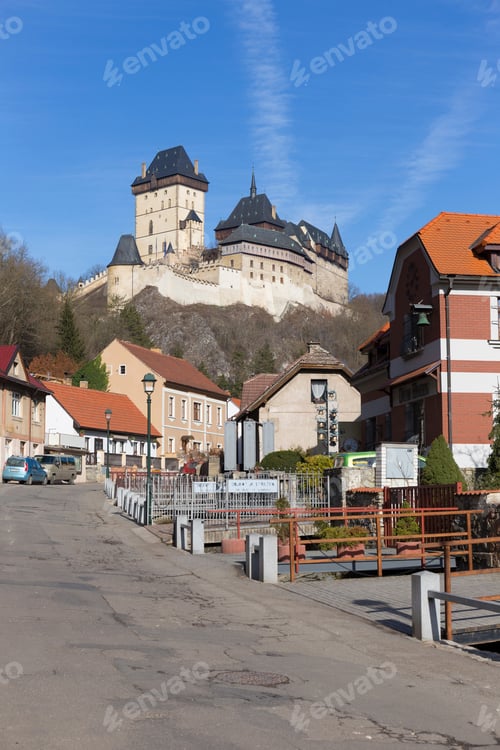 Preview: Winter Royal Gothic Castle Karlstejn Near Prague In The Sunny Day, Czech Republic
