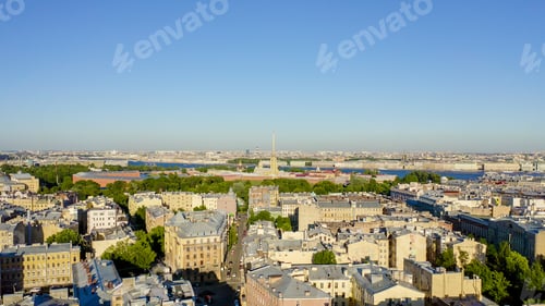 Preview: Saint-Petersburg, Russia. Neva River. Panoramic Aerial View Of Hare Island And Artelery Island