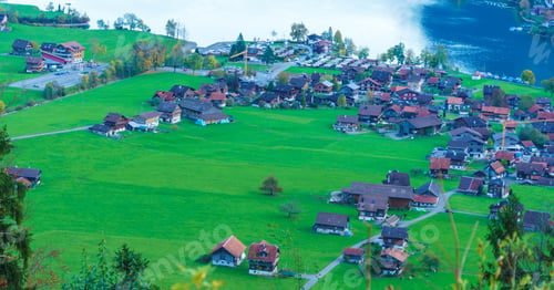 Preview: Valley Of Lake Lungern Or Lungerersee With Traditional Alps Chalets In Obwalden, Switzerland