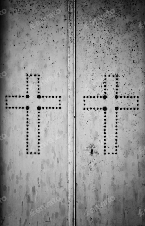Preview: Shrine In Graveyard With Metal Gate And Crosses, Religion