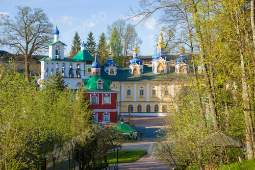 Preview: May Sunny Day In The Holy Assumption Pskovo-Pechorsky Monastery. Pechory, Russia