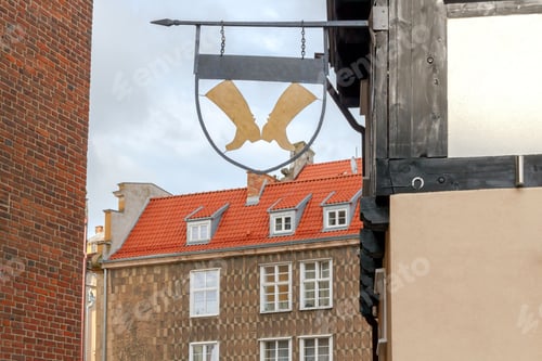 Preview: Shoe Repair Shop Sign On An Old Medieval Street In Gdansk. Poland.