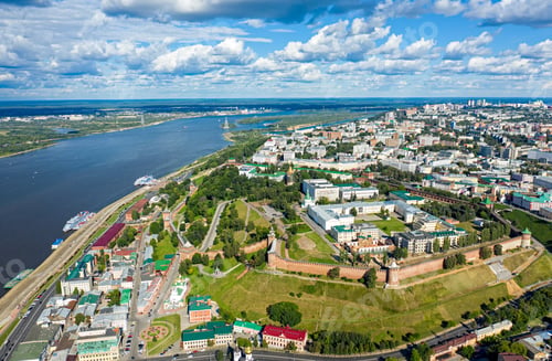 Preview: Nizhny Novgorod, Russia. Panorama Of The Kremlin From The Air. View Of The Embankment And The Volga