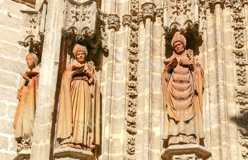Preview: Stone Carving And Sculptures On The Walls Of The Cathedral In Seville.