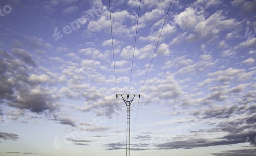 Preview: Electrical Tower In The Sky With Clouds, Energy
