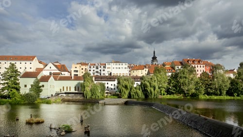 Preview: Colorful Medieval Town Pisek Above The River Otava, Czech Republic