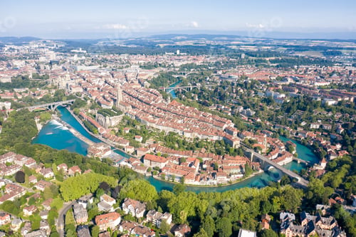 Preview: Bern, Switzerland. Panorama. The Historical Part Of The City. Aerial View