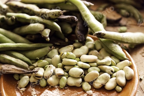 Preview: Raw Green Beans And Bean In Food Market, Healthy Vegetables
