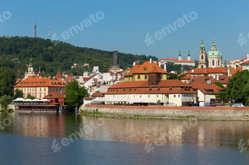 Preview: Spring Prague St. Nicholas' Cathedral With The Lesser Town Above River Vltava In The Sunny Day