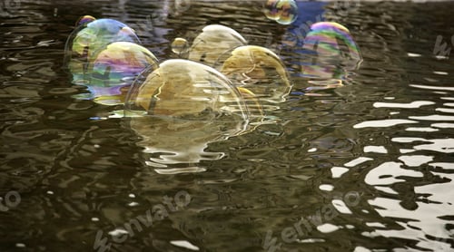 Preview: Soap Bubbles Colored In Water, Children And Fun