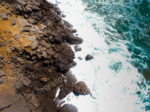 Preview: Aerial View Of Sea Waves Crash On The Shoreline. Portuguese Coastline