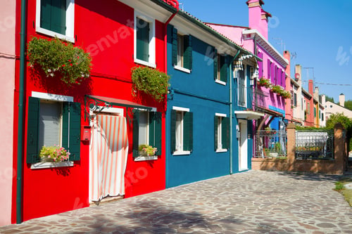 Preview: A Colorful Courtyard Of The Burano Island. Venice, Italy