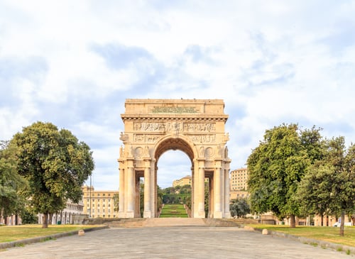 Preview: Italy, Genoa. Arch Of Victory. Text In En: Genoa. The Sons Dead For The Homeland Fighting On The