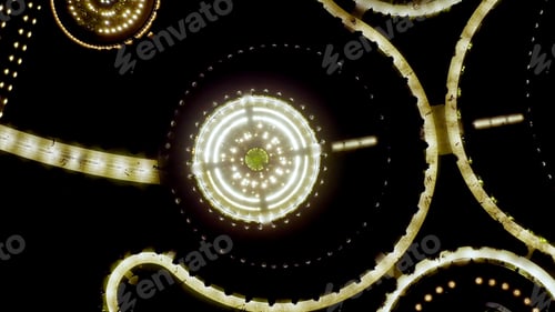 Preview: Krasnodar, Russia. Public Park - Krasnodar. Flying Over The Park At Night, Aerial View