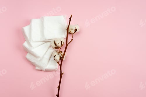 Preview: Sanitary Pads On A Pink Background. Critical Days. Softness.