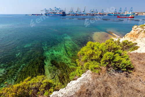 Preview: Huge Container Ship In The Cargo Port Of The Island Of Malta. Marsaxlokk.