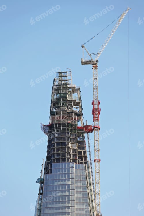 Preview: Skyscraper Top With Crane During Final Constructon In London